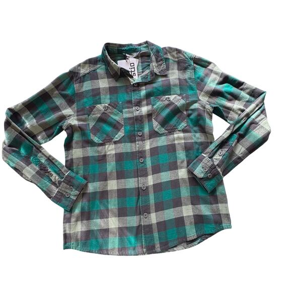 NEW w TAGS STIO BACKWOODS PLAID FLANNEL BUTTON DOWN LONG SLEEVE MEDIUM - Picture 1 of 8